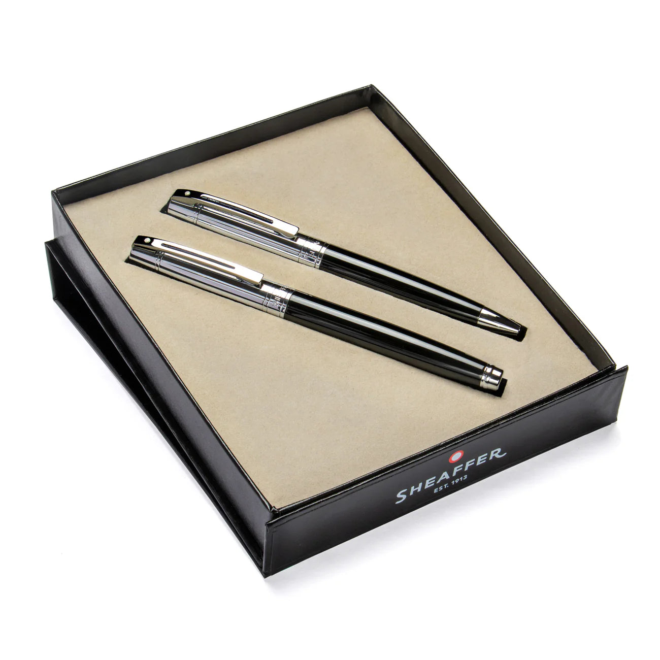 Sheaffer Gift Set ft. Glossy Black 300 with Chrome Trim as Set of 2 pens - Ballpoint Pen & Fountain pen (M)