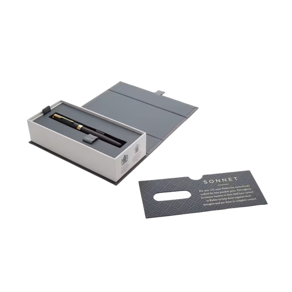 Parker Sonnet Lacquer Black Gold Trim Fountain Pen