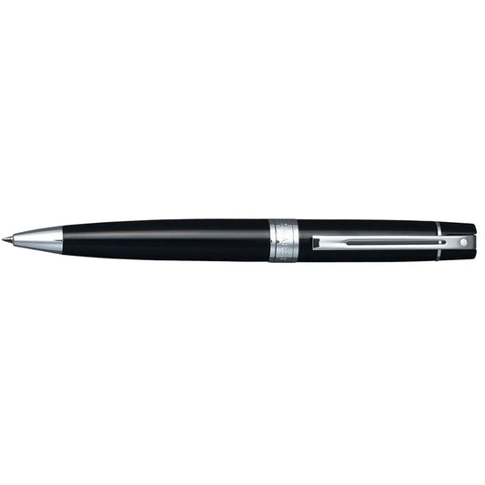 Sheaffer 300 Black Lacquer Chrome Trim Ball Pen and Fountain Pen Set