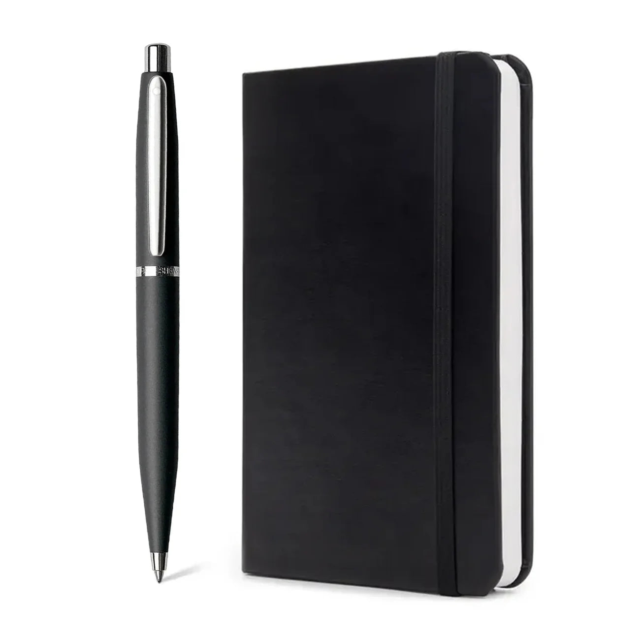 Sheaffer Gift Set ft. Matte Black VFM Ballpoint Pen with Chrome Trims and Small Notebook