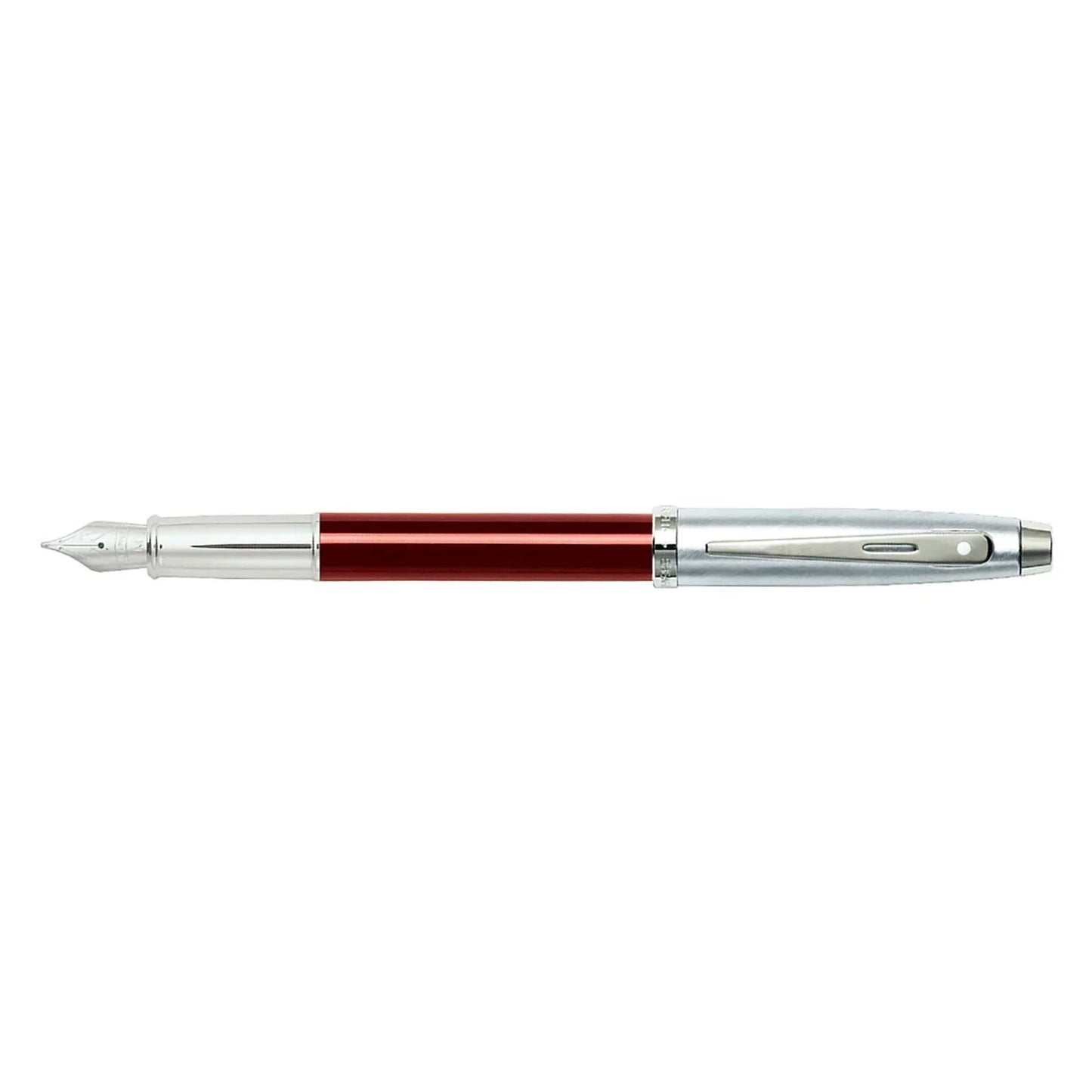 Sheaffer 100 Brushed Chrome Red Fountain Pen