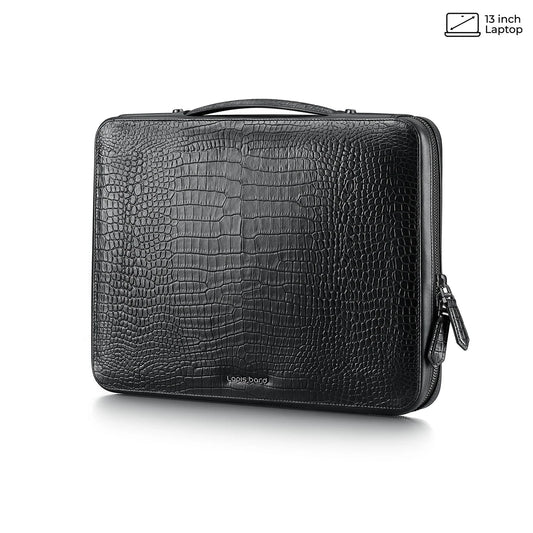 Lapis Bard Mandeville Noir 13-inch Black Leather Laptop Sleeve, view 2
