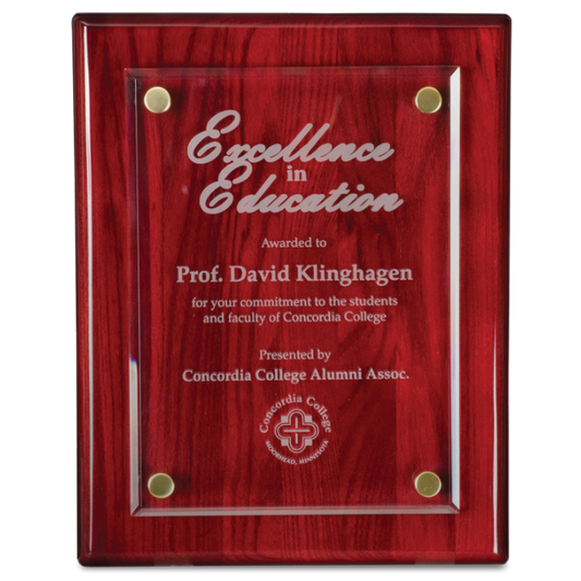 Rosewood Floating Glass Wood Award Plaque