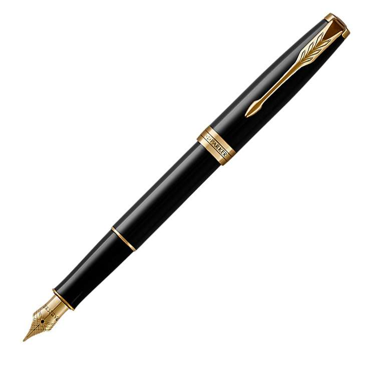 Parker Sonnet Lacquer Black Gold Trim Fountain Pen