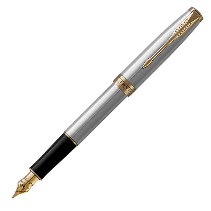 Parker Sonnet Stainless Steel Gold Trim Fountain Pen