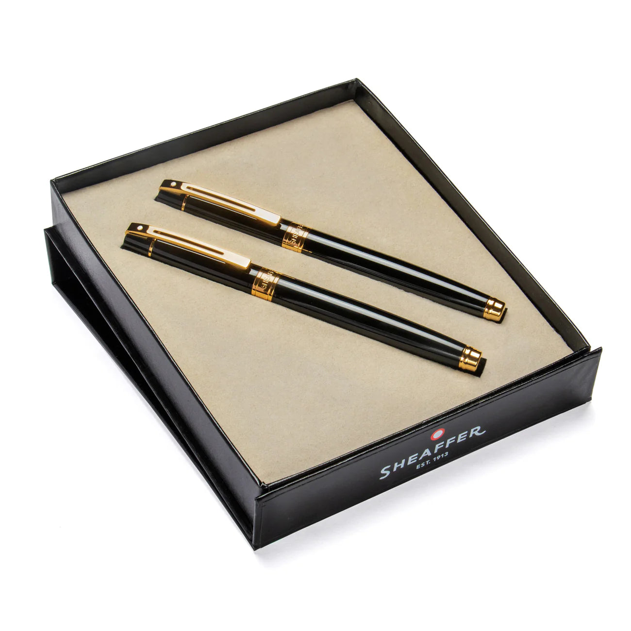 Sheaffer Gift Set ft. Glossy Black 300 with Gold Tone Trim as Set of 2 pens - Rollerball Pen & Fountain pen (M)