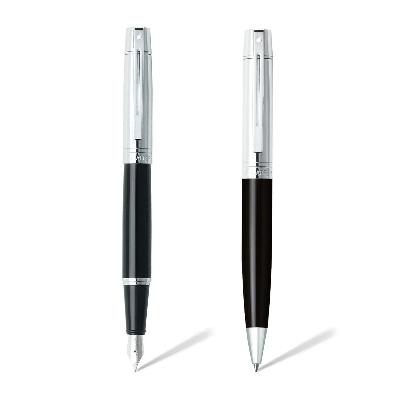 Sheaffer Gift Set ft. Glossy Black 300 with Chrome Trim as Set of 2 pens - Ballpoint Pen & Fountain pen (M)