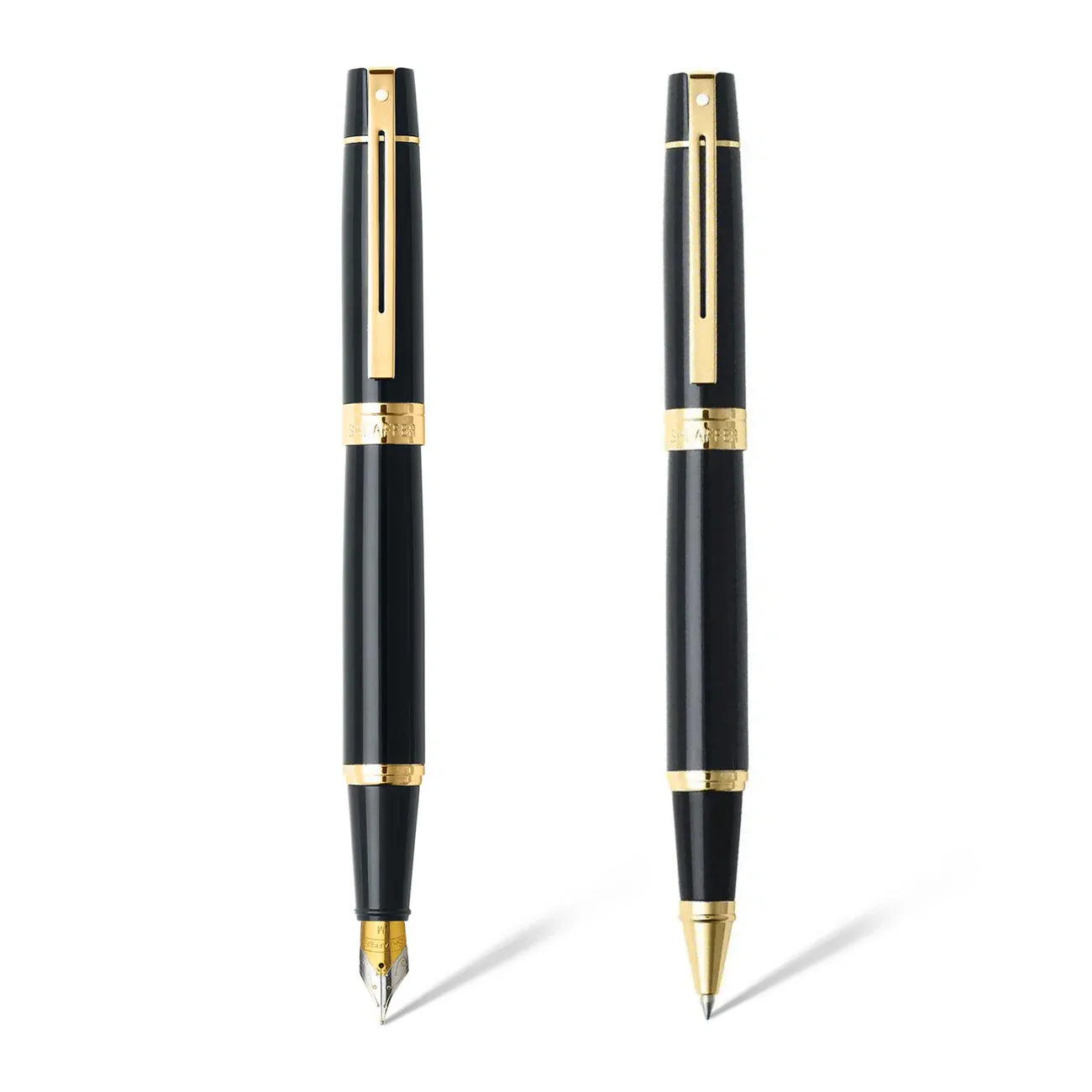 Sheaffer Gift Set ft. Glossy Black 300 with Gold Tone Trim as Set of 2 pens - Rollerball Pen & Fountain pen (M)