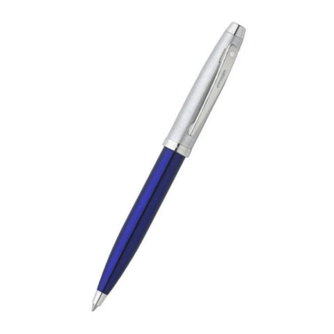 Sheaffer 100 Ballpoint Pen Blue and Brushed Chrome