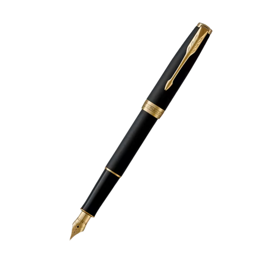Parker Sonnet Lacquer Black Gold Trim Fountain Pen