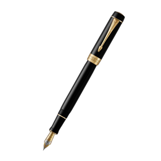 Parker Duofold Classic Black Fountain Pen With Gold Trim