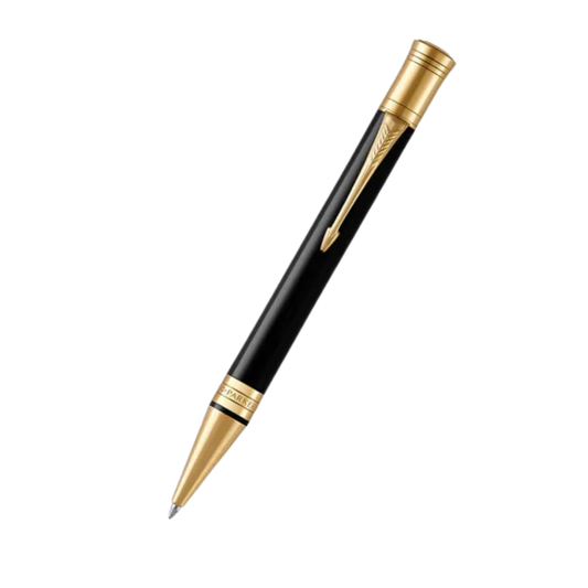 Parker Duofold Classic Black Retractable Ballpoint Pen With Gold Trim
