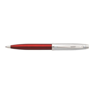 Sheaffer 100 Ballpoint Pen - Translucent Red Brushed Chrome