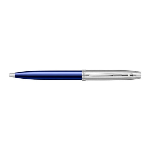 Sheaffer 100 Ballpoint Pen Blue and Brushed Chrome