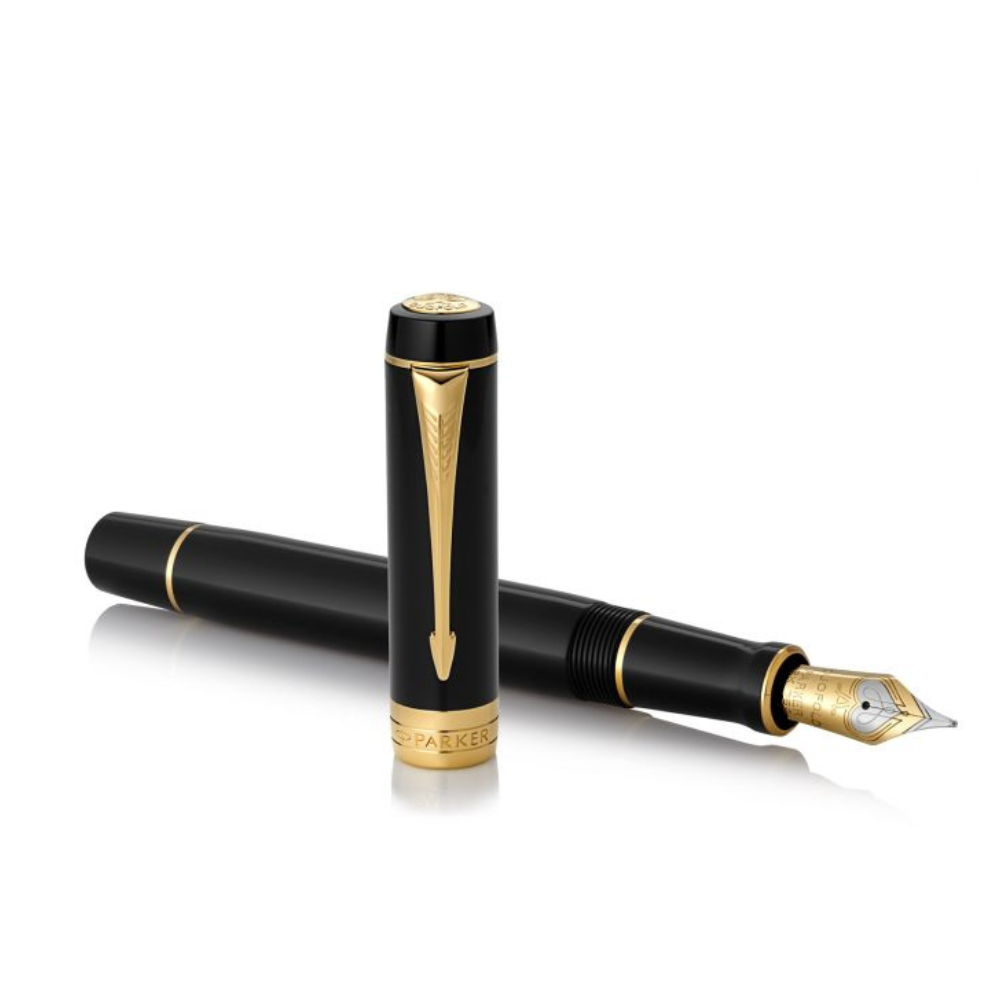 Parker Duofold Classic Black Fountain Pen With Gold Trim