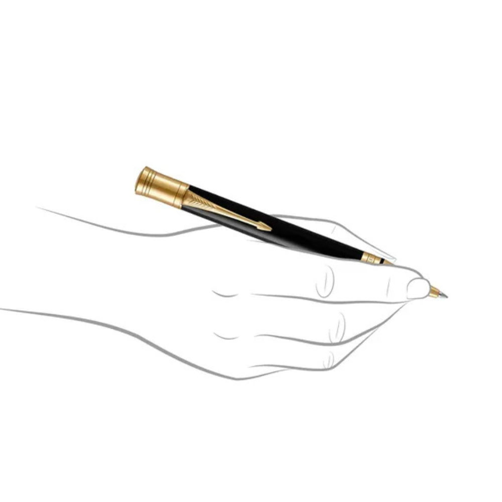 Parker Duofold Classic Black Retractable Ballpoint Pen With Gold Trim