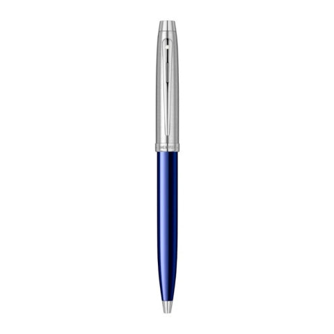 Sheaffer 100 Ballpoint Pen Blue and Brushed Chrome