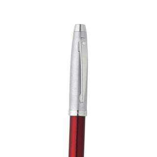 Sheaffer 100 Ballpoint Pen - Translucent Red Brushed Chrome