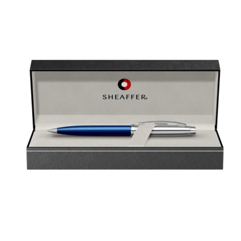 Sheaffer 100 Ballpoint Pen Blue and Brushed Chrome
