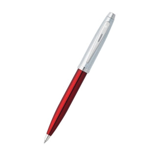 Sheaffer 100 Ballpoint Pen - Translucent Red Brushed Chrome