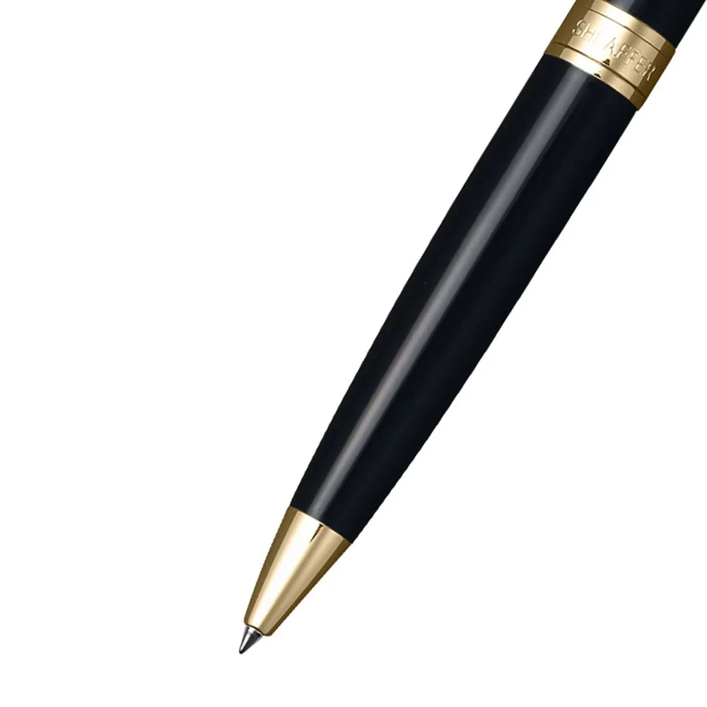 Sheaffer Gift Set Glossy Black 300 Ballpoint Pen With Gold Trim And Pen Pouch