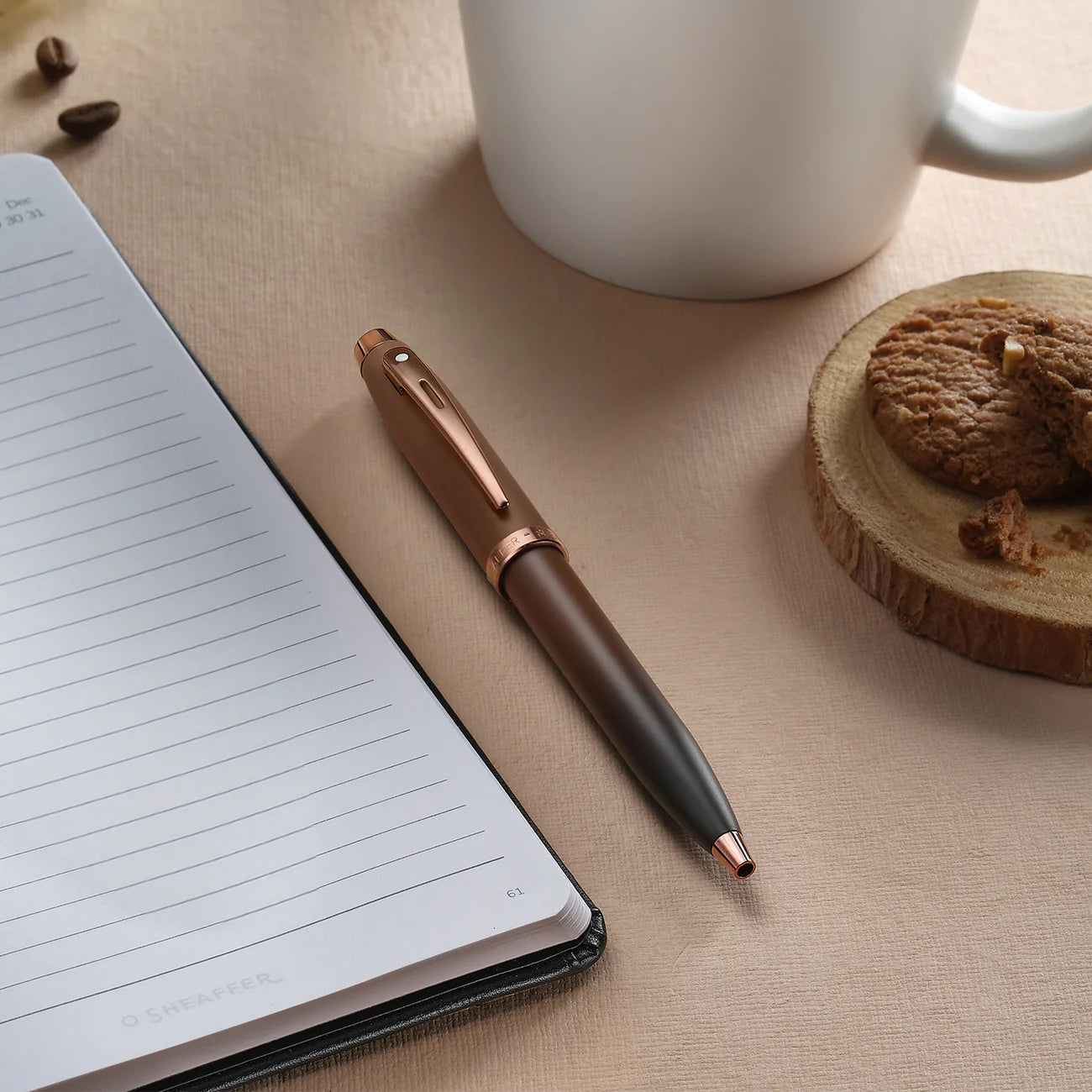 Sheaffer 100 Coffee Edition Matt Brown Ballpoint Pen with Regal Brown PVD Trims