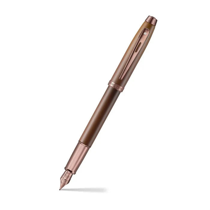 Sheaffer 100 Coffee Edition Fountain Pen with Leather Single Pen Pouch Gift Set
