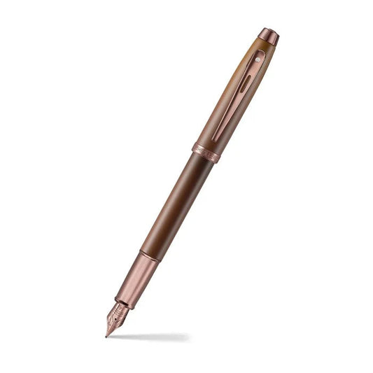 Sheaffer 100 Coffee Edition Fountain Pen with Leather Single Pen Pouch Gift Set