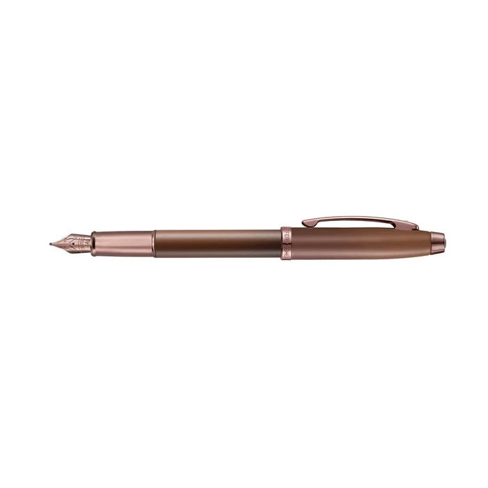 Sheaffer 100 Coffee Edition Fountain Pen with Leather Single Pen Pouch Gift Set