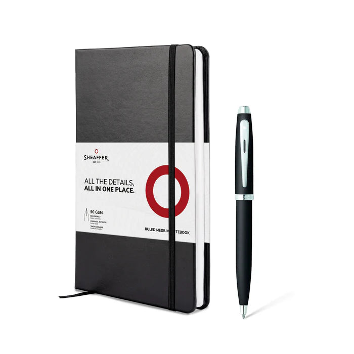 Sheaffer 100 A5 Notebook Matte Black With Chrome Trim Ballpoint Pen