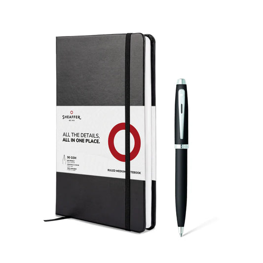 Sheaffer 100 A5 Notebook Matte Black With Chrome Trim Ballpoint Pen