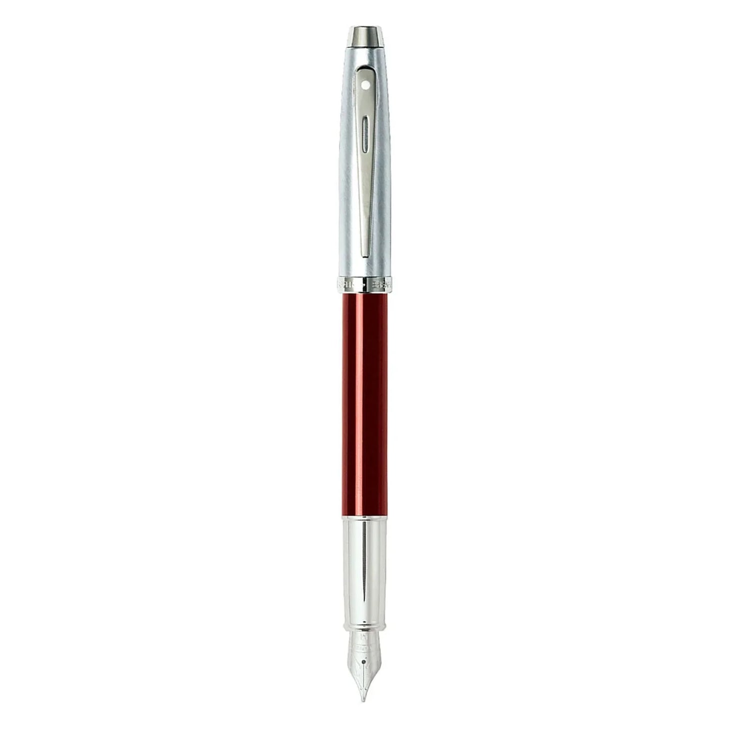 Sheaffer 100 Brushed Chrome Red Fountain Pen