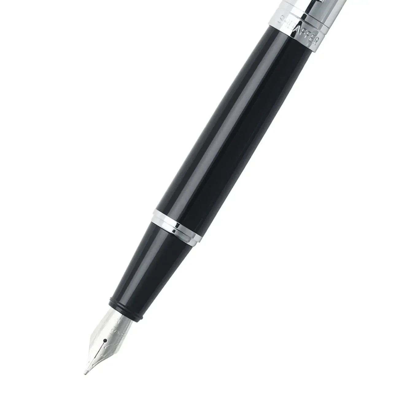 Sheaffer 300 Glossy Black and Chrome Fountain Pen With Chrome Trims