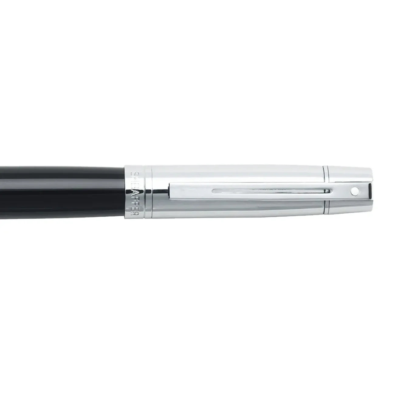 Sheaffer 300 Glossy Black and Chrome Fountain Pen With Chrome Trims