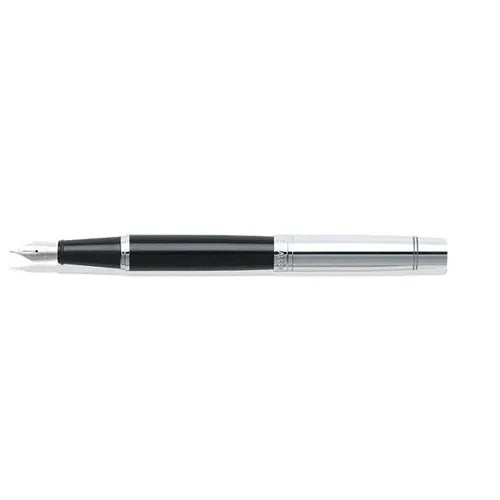 Sheaffer 300 Glossy Black and Chrome Fountain Pen With Chrome Trims