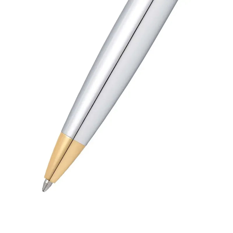 Sheaffer Gift Set 300 Ballpoint Pen with Medium Notebook Bright Chrome with Gold Trims