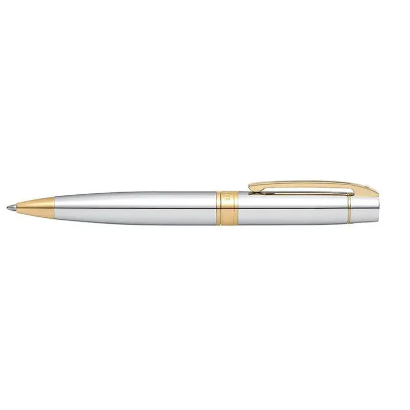 Sheaffer Gift Set 300 Ballpoint Pen with Medium Notebook Bright Chrome with Gold Trims