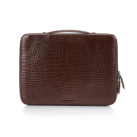 Lapis Bard Mandeville 13-inch Leather Laptop Sleeve in Dark Brown