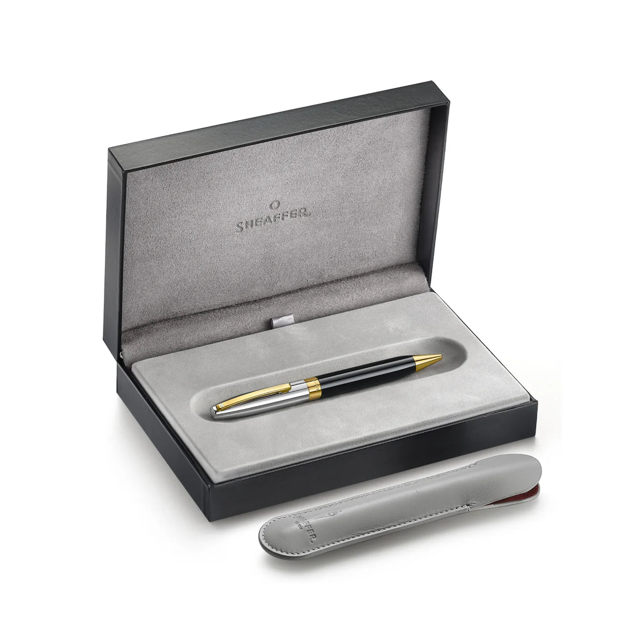 Sheaffer Legacy Glossy Black and Chrome Bi-color Ballpoint Pen with 14K PVD Gold-Plated, Stainless Steel Trims