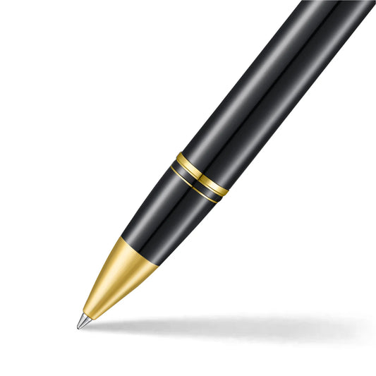 Sheaffer Legacy Glossy Black and Chrome Bi-color Rollerball Pen with 14K PVD Gold-Plated, Stainless Steel Trims