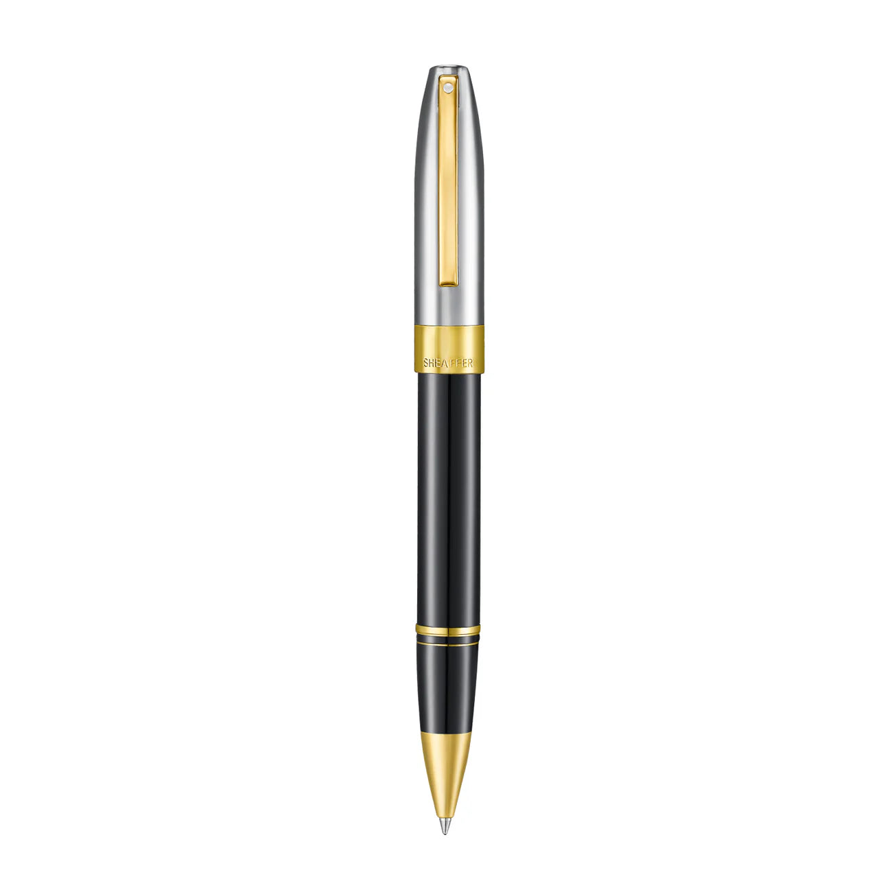 Sheaffer Legacy Glossy Black and Chrome Bi-color Rollerball Pen with 14K PVD Gold-Plated, Stainless Steel Trims
