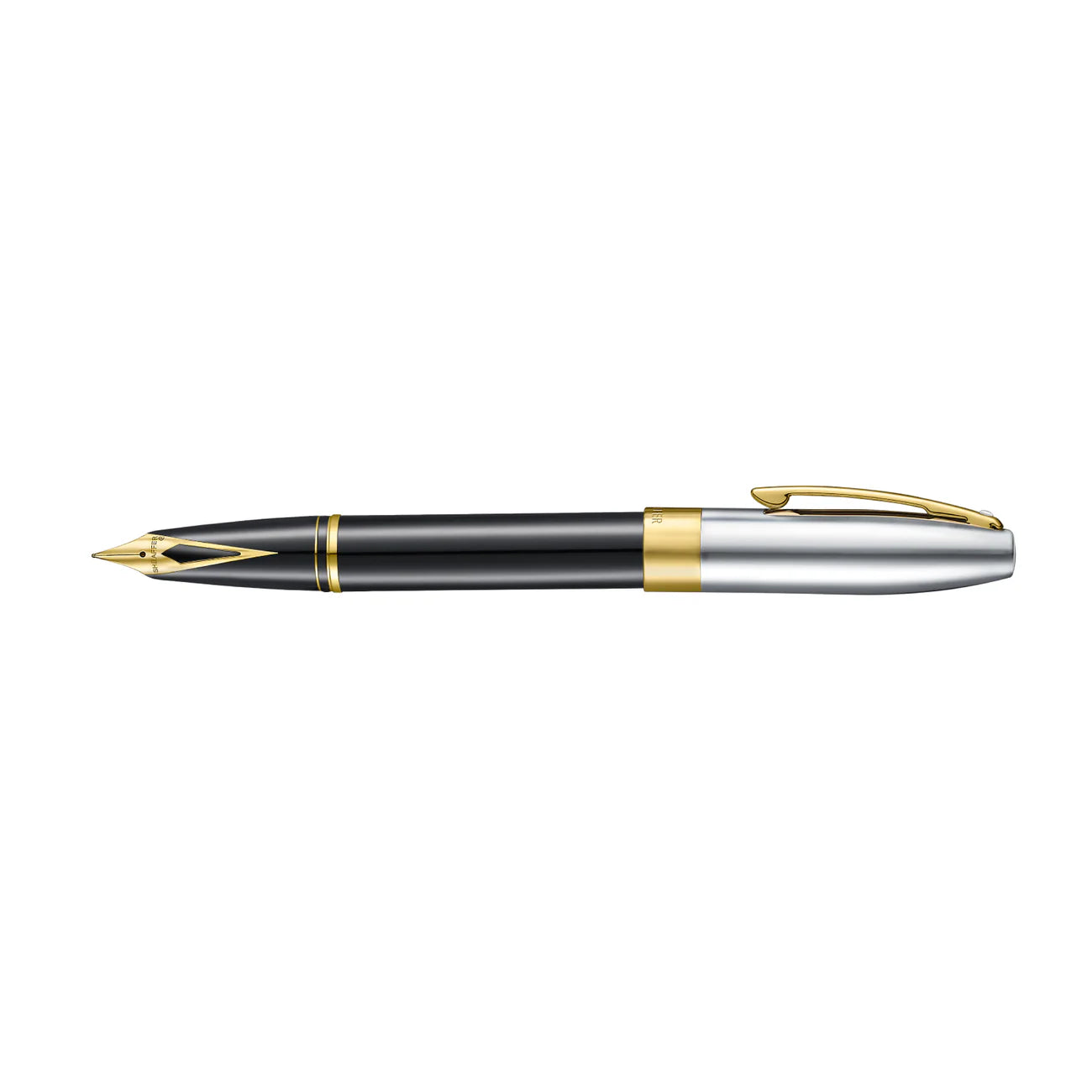 Sheaffer Legacy Glossy Black and Chrome Bi-color Fountain Pen with 14K PVD Gold-Plated, Stainless Steel Inlaid Nib and Trims (Medium Nib)