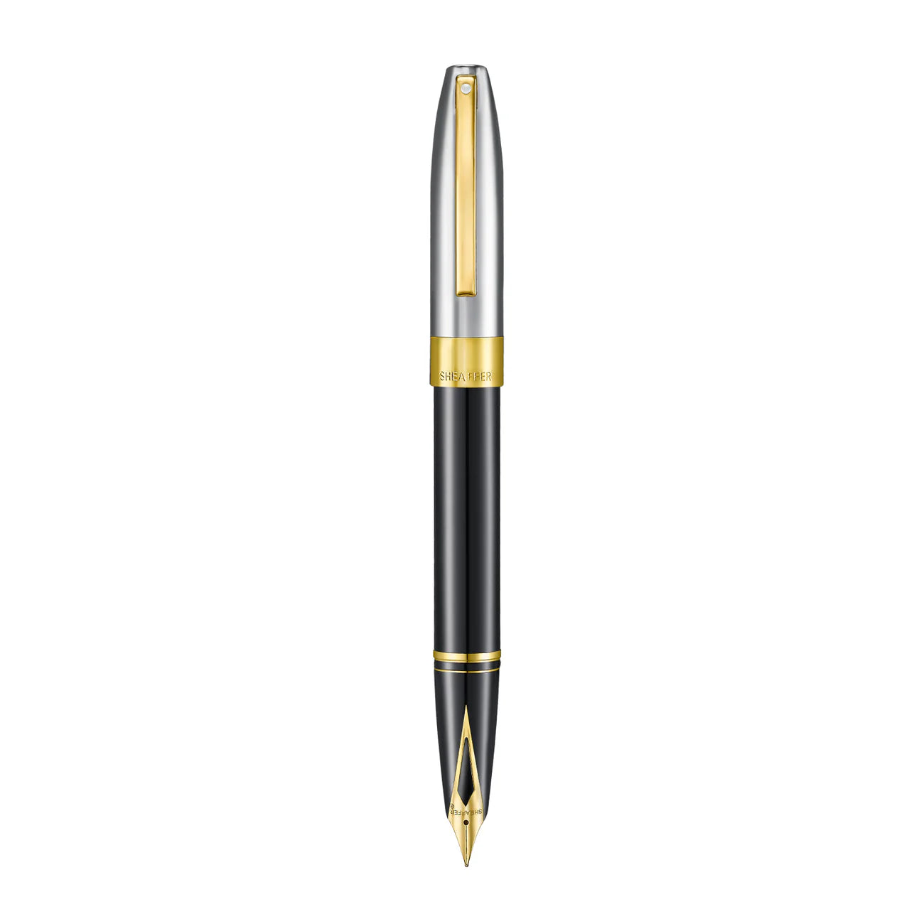 Sheaffer Legacy Glossy Black and Chrome Bi-color Fountain Pen with 14K PVD Gold-Plated, Stainless Steel Inlaid Nib and Trims (Medium Nib)