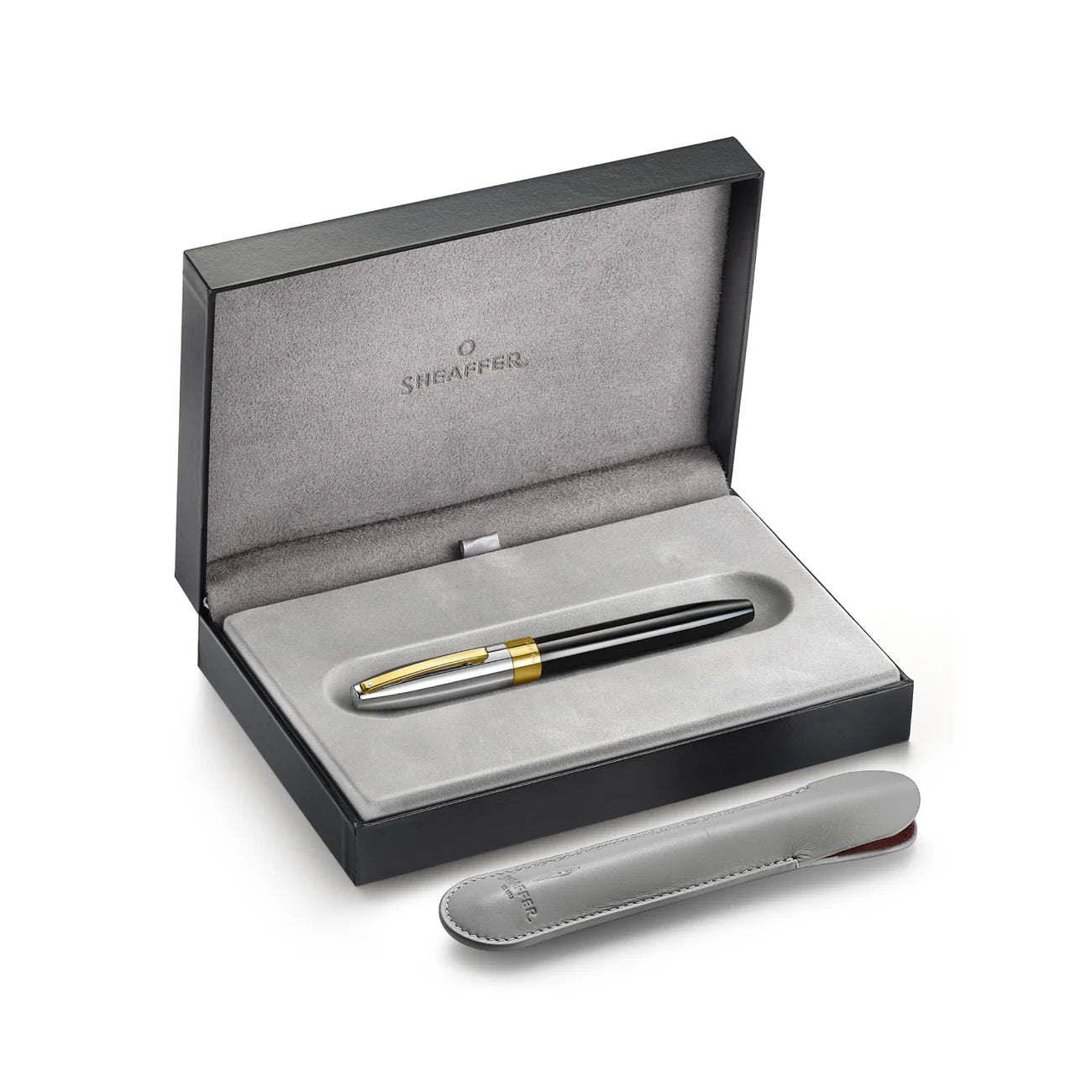 Sheaffer Legacy Glossy Black and Chrome Bi-color Fountain Pen with 14K PVD Gold-Plated, Stainless Steel Inlaid Nib and Trims (Medium Nib)