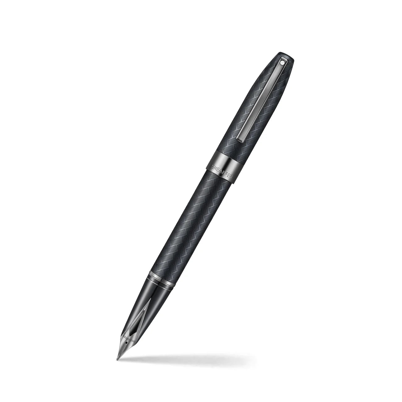Sheaffer Legacy Chevron Matte Black Fountain Pen with PVD Gunmetal Inlaid Nib and Trims (Medium Nib)
