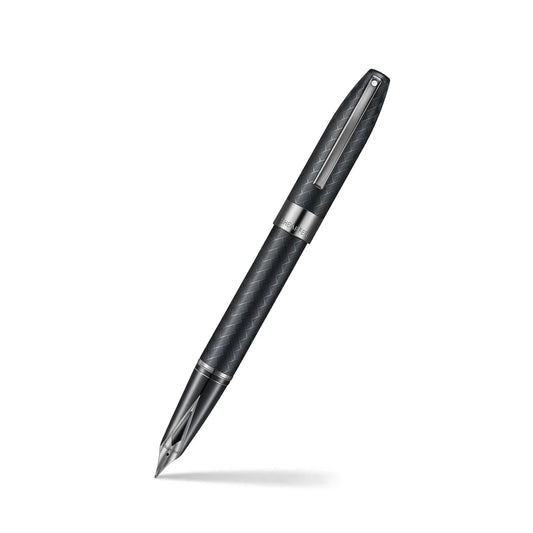 Sheaffer Legacy Chevron Matte Black Fountain Pen with PVD Gunmetal Inlaid Nib and Trims (Medium Nib)