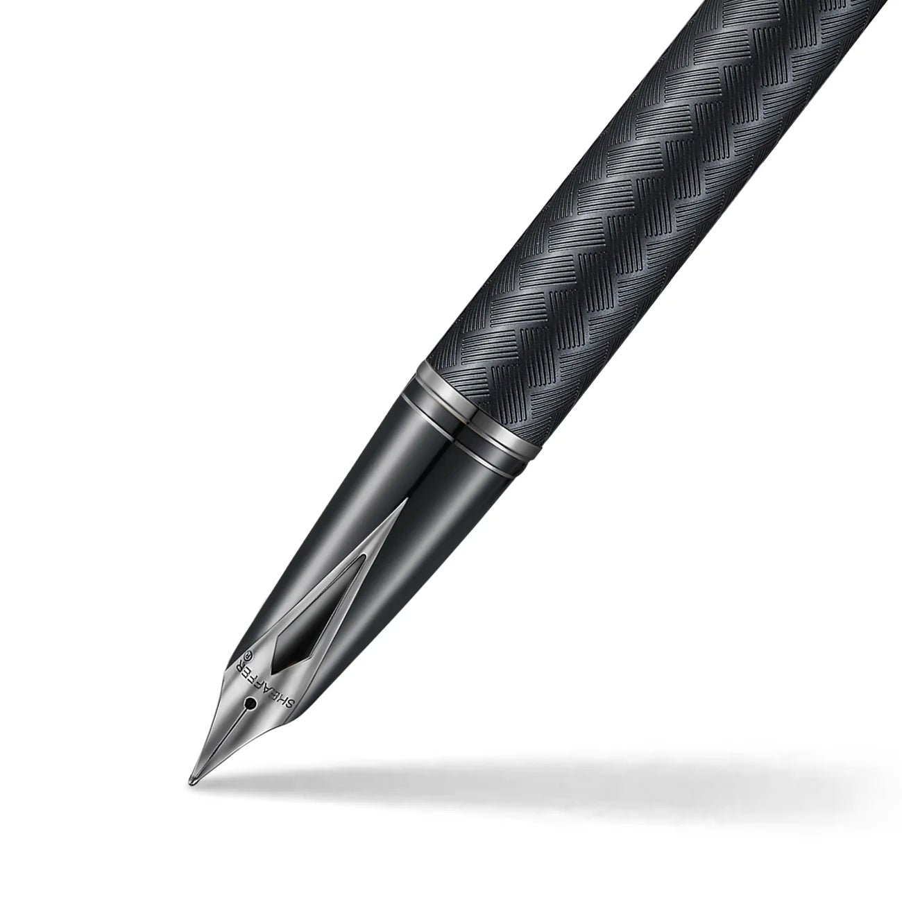 Sheaffer Legacy Chevron Matte Black Fountain Pen with PVD Gunmetal Inlaid Nib and Trims (Medium Nib)