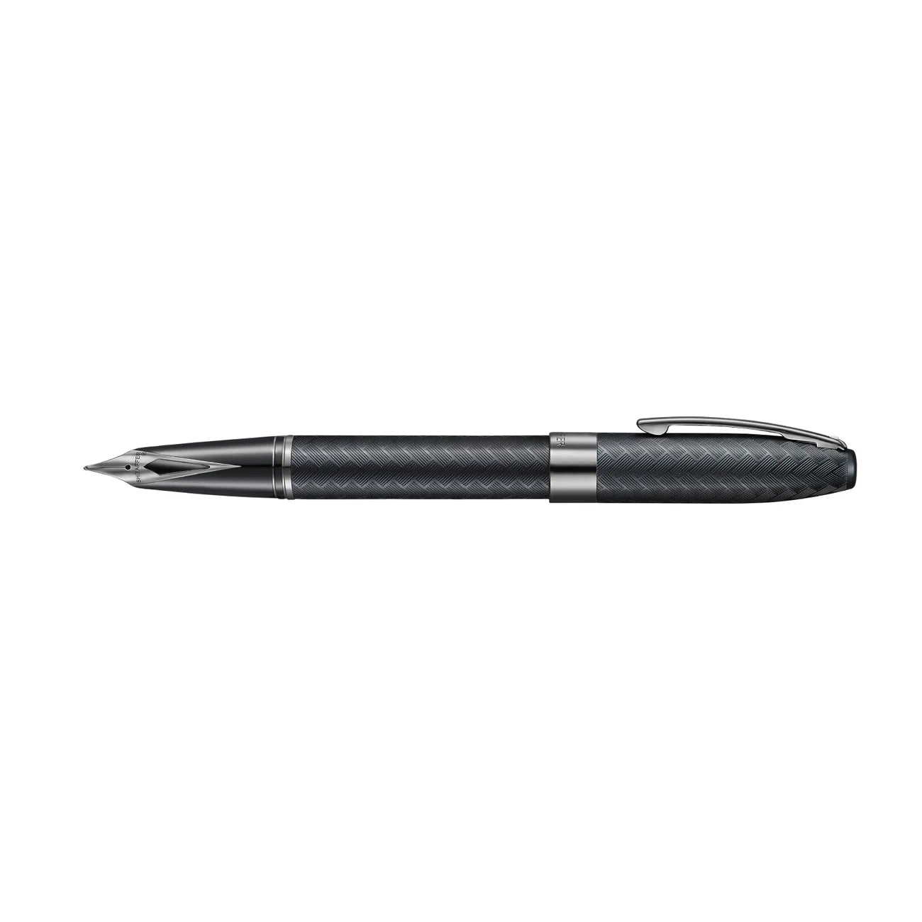 Sheaffer Legacy Chevron Matte Black Fountain Pen with PVD Gunmetal Inlaid Nib and Trims (Medium Nib)