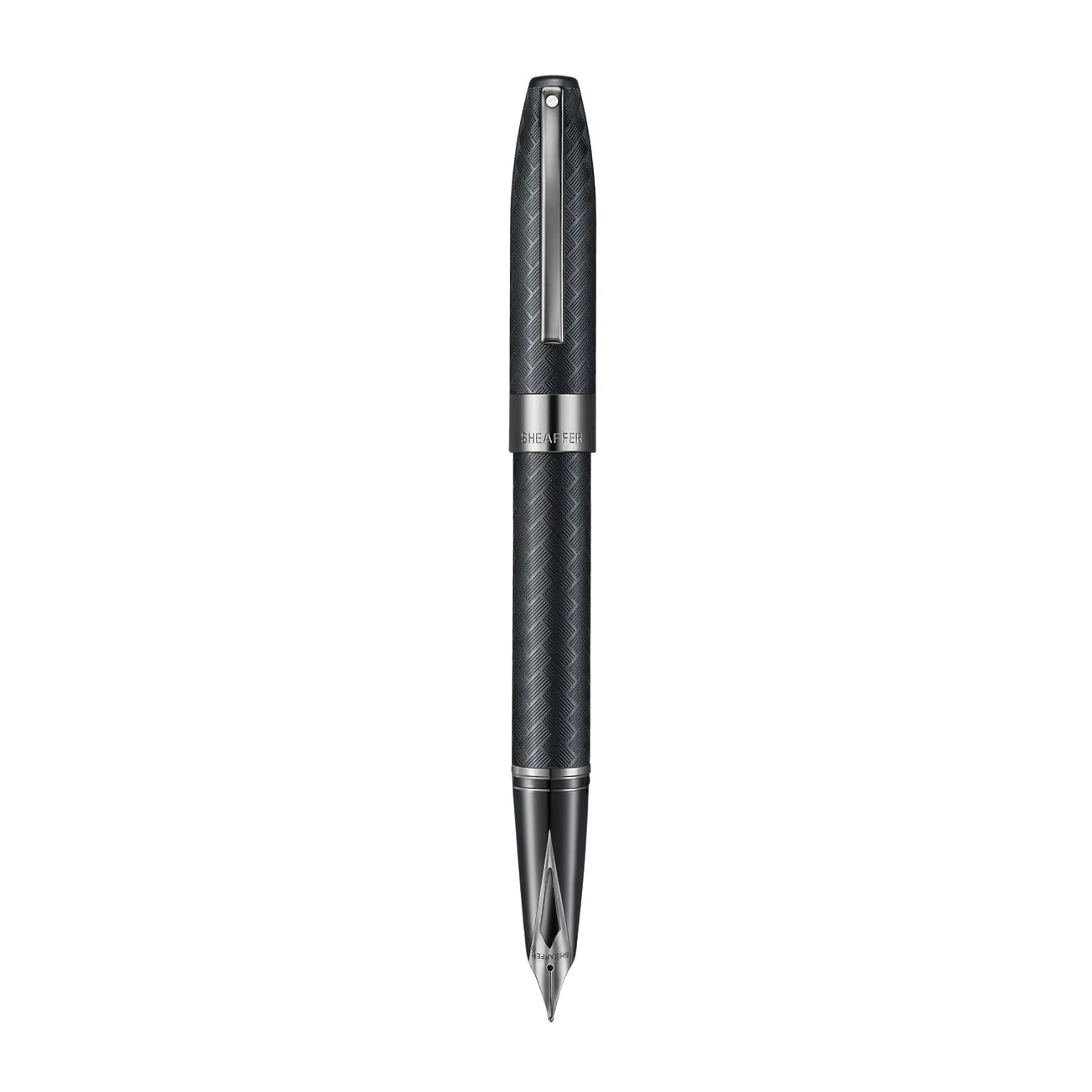 Sheaffer Legacy Chevron Matte Black Fountain Pen with PVD Gunmetal Inlaid Nib and Trims (Medium Nib)