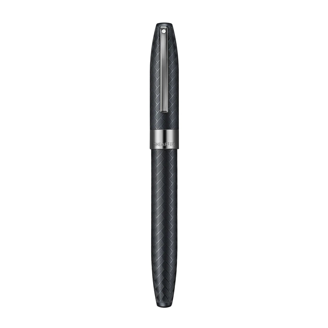 Sheaffer Legacy Chevron Matte Black Fountain Pen with PVD Gunmetal Inlaid Nib and Trims (Medium Nib)
